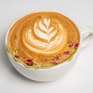 Rose pistachio latte